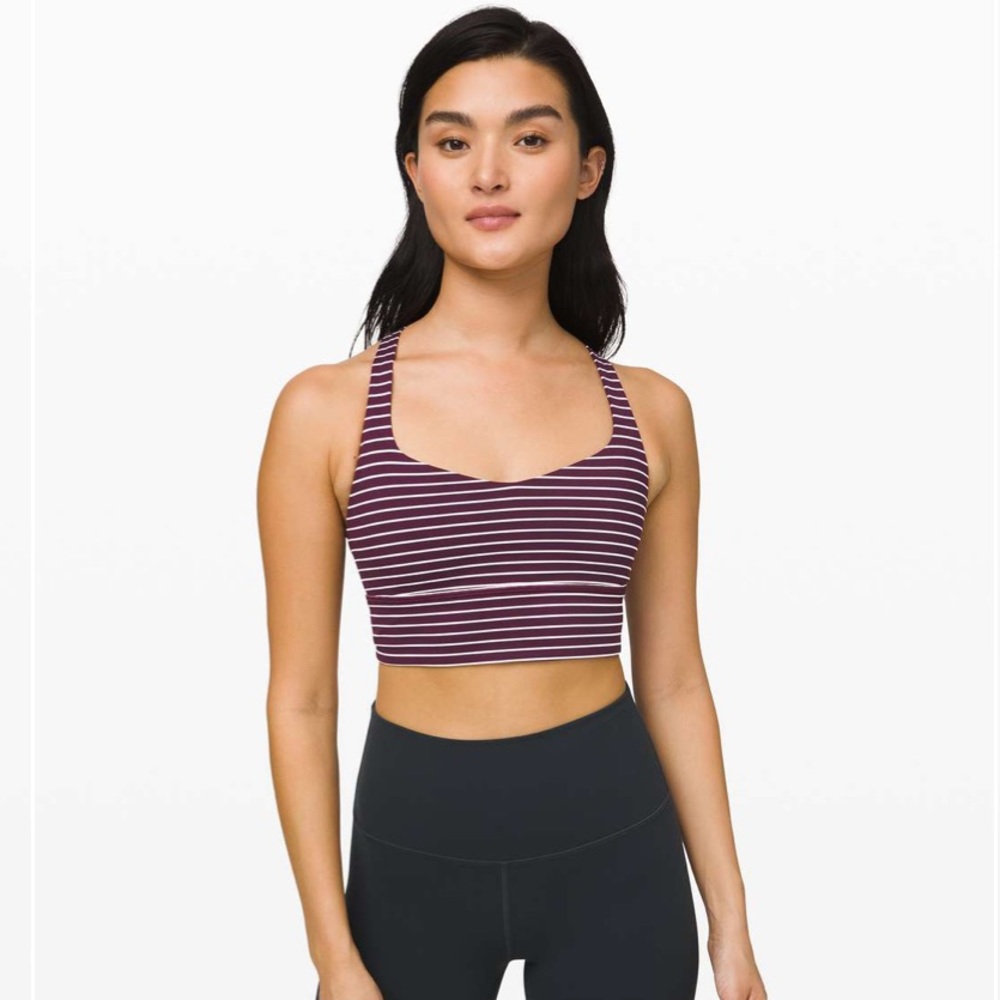 Lululemon Free To Be Wild Long Line Bra - Parallel Stripe Dark Adobe White